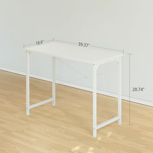 CubiCubi Computer Desk, 40 inch Home Office Small Desk, Modern Simple Style PC Table for Home, Office, Study, Writing, Elegant White