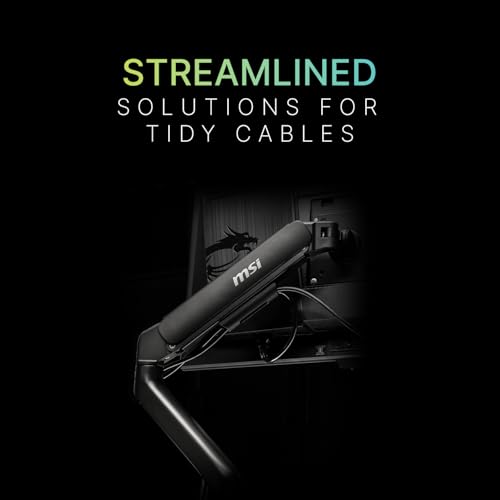 MSI MPG MT201R V2 - Premium RGB Single Monitor Stand Arm, Supports 17-49" Screens and 44 lbs, VESA Compatible, Adjustable Heavy Duty Gas Spring Mount, Clamp & Grommet, Quick Release Plate - Gray