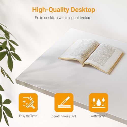 CubiCubi Computer Desk, 40 inch Home Office Small Desk, Modern Simple Style PC Table for Home, Office, Study, Writing, Elegant White
