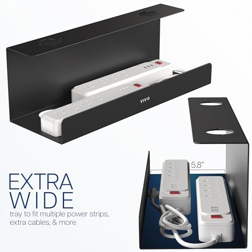VIVO Under Desk 17 inch Cable Management Tray, Power Strip Holder, Cord Organizer, Wire Tamer for Office and Home,