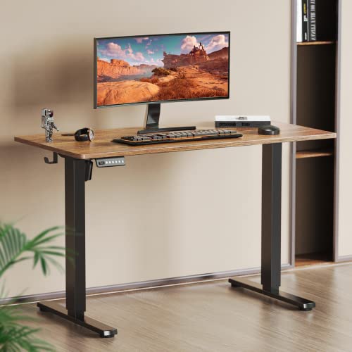 Sweetcrispy Electric Standing Desk, 48 x 24in Adjustable Height Electric Stand up Desk Standing Computer Desk Home Office Desk Ergonomic Workstation with 3 Memory Controller, Rustic Brown