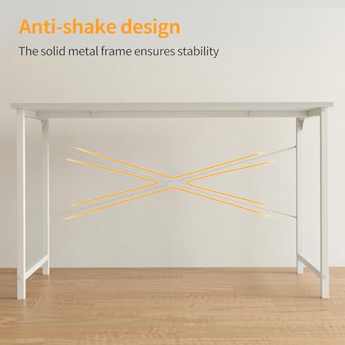 CubiCubi Computer Desk, 40 inch Home Office Small Desk, Modern Simple Style PC Table for Home, Office, Study, Writing, Elegant White