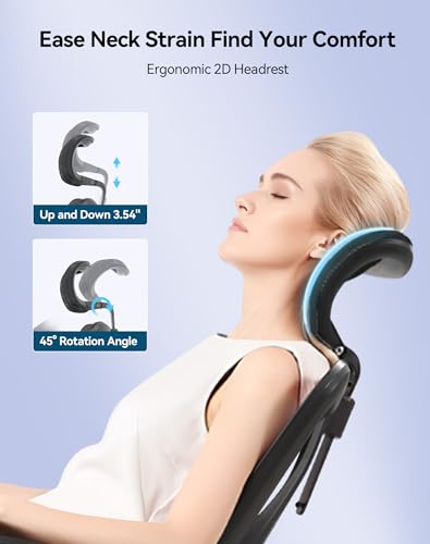 SIHOO Ergonomic Mesh Office Chair, Computer Desk Chair with 3-Way Armrests, 2-Way Lumbar Support and Adjustable Headrest, High Back Home Office Chair with Tilt Function, Mesh Back and Seat
