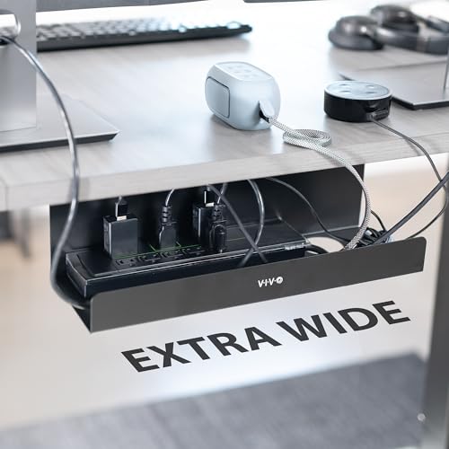 VIVO Under Desk 17 inch Cable Management Tray, Power Strip Holder, Cord Organizer, Wire Tamer for Office and Home,