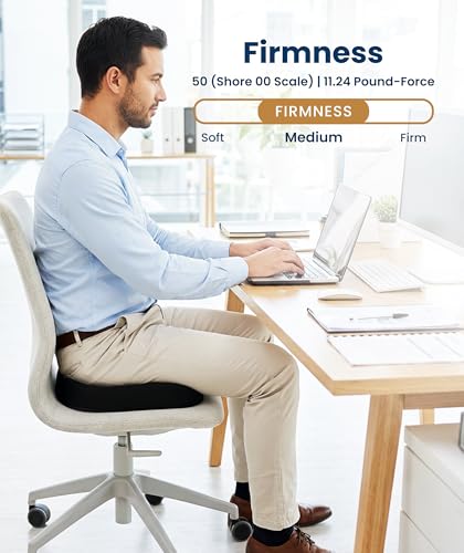 Everlasting Comfort Doctor Recommended Memory Foam Seat Cushion for Office Chairs & Car - Ergonomic Office Desk Accessories - Cushions for Tailbone Pain Relief, Sciatica (Onyx, Large)