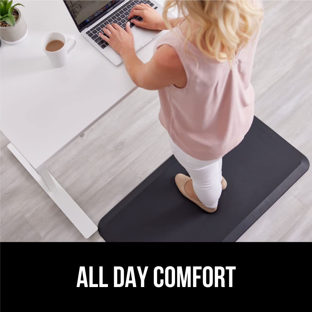 GORILLA GRIP Comfortable Cushioned Kitchen Mats for Floor, Waterproof and Stain Resistant Soft Top, 3/4 Inch Thick Ergonomic Standing Desk Anti Fatigue Mat, Foam Supports Ankles and Feet