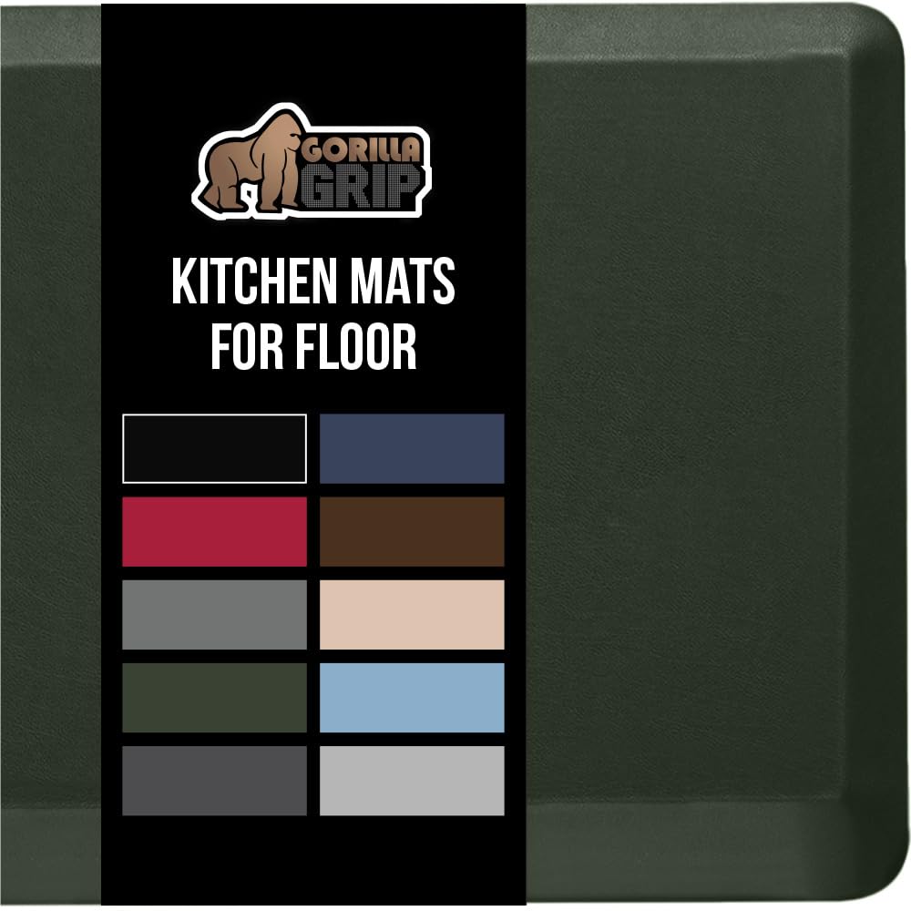 GORILLA GRIP Comfortable Cushioned Kitchen Mats for Floor, Waterproof and Stain Resistant Soft Top, 3/4 Inch Thick Ergonomic Standing Desk Anti Fatigue Mat, Foam Supports Ankles and Feet