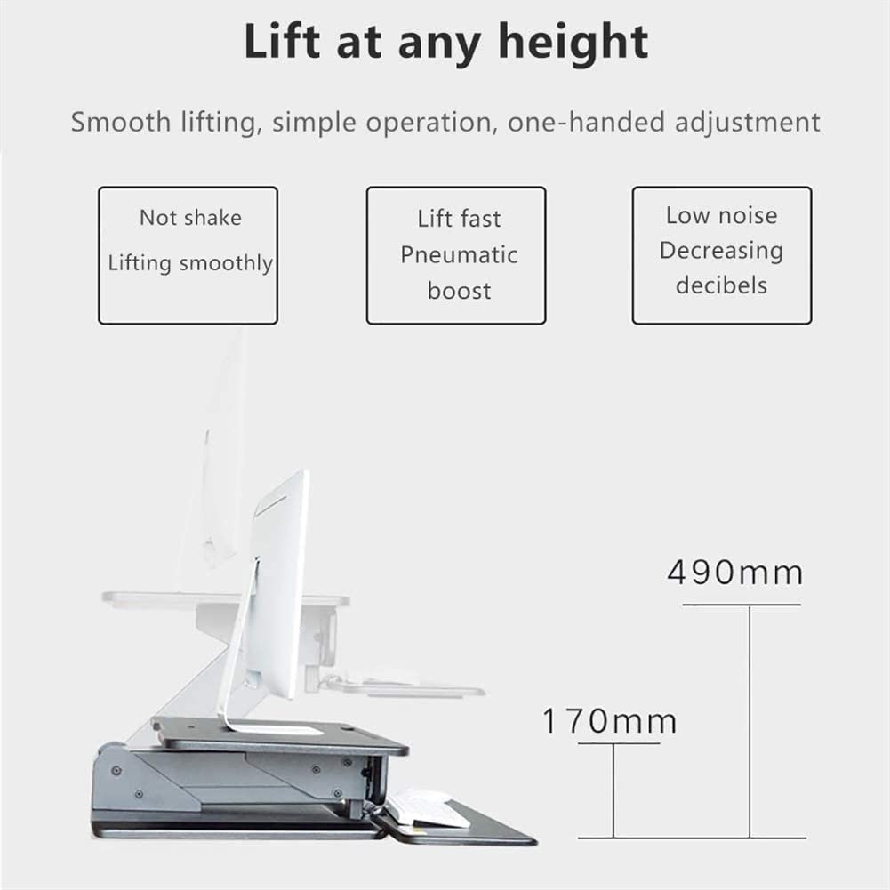 HYUWANGYU Standing Desk Converter Stand up Desk Riser Sit Stand Desk Adjustable Height Lift Desks Computer Workstation for Home Office (Black)