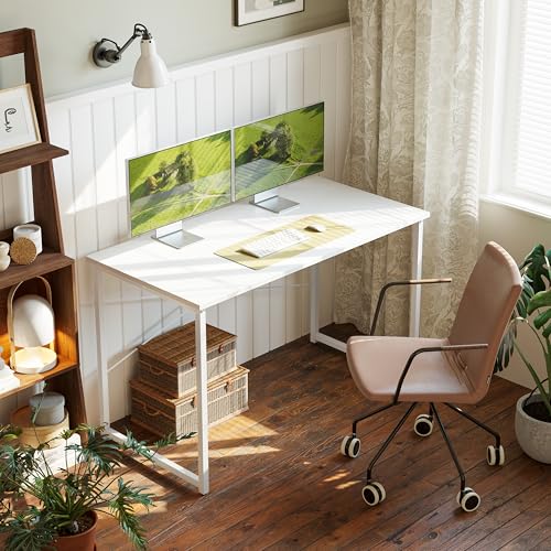 CubiCubi Computer Desk, 40 inch Home Office Small Desk, Modern Simple Style PC Table for Home, Office, Study, Writing, Elegant White