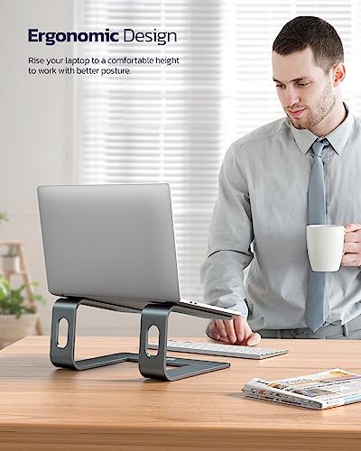 Nulaxy Laptop Stand, Ergonomic Aluminum Laptop Computer Stand, Detachable Laptop Riser Notebook Holder Stand Compatible with MacBook Air Pro, Dell XPS, HP, Lenovo More 10-15.6” Laptops