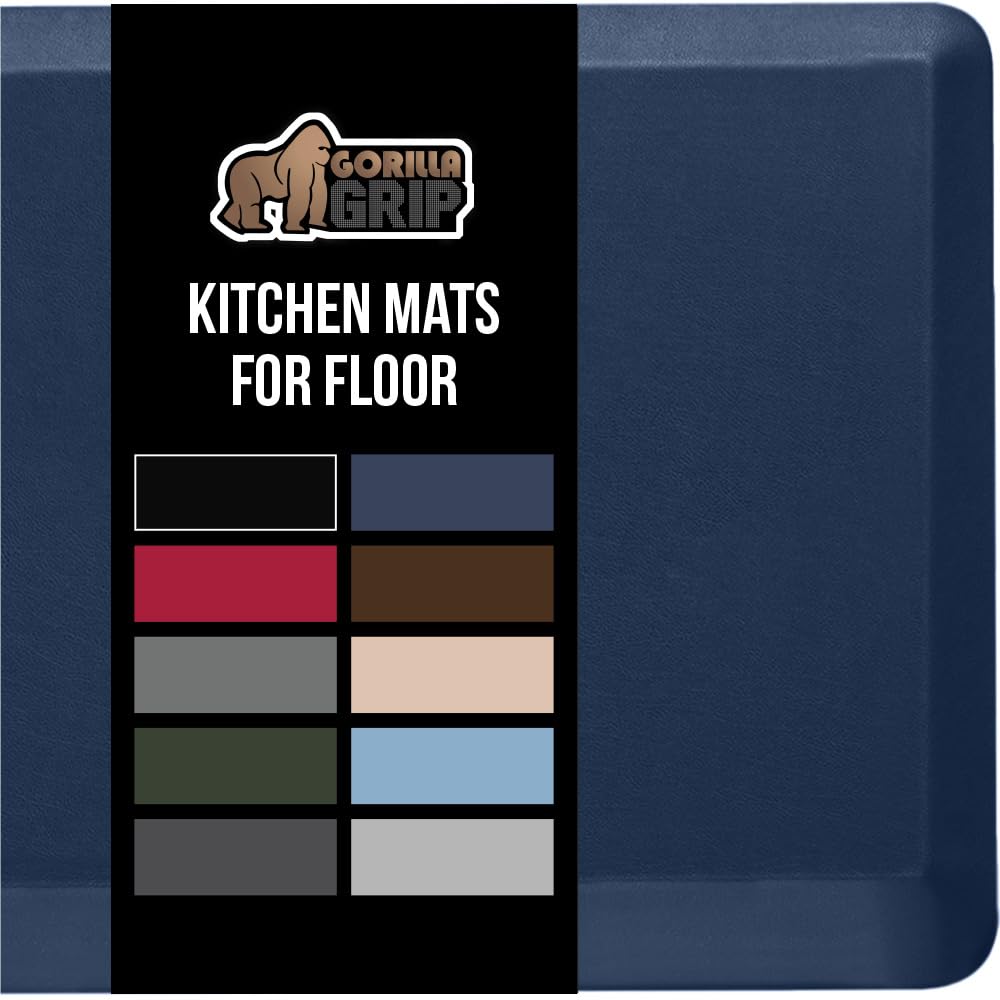 GORILLA GRIP Comfortable Cushioned Kitchen Mats for Floor, Waterproof and Stain Resistant Soft Top, 3/4 Inch Thick Ergonomic Standing Desk Anti Fatigue Mat, Foam Supports Ankles and Feet