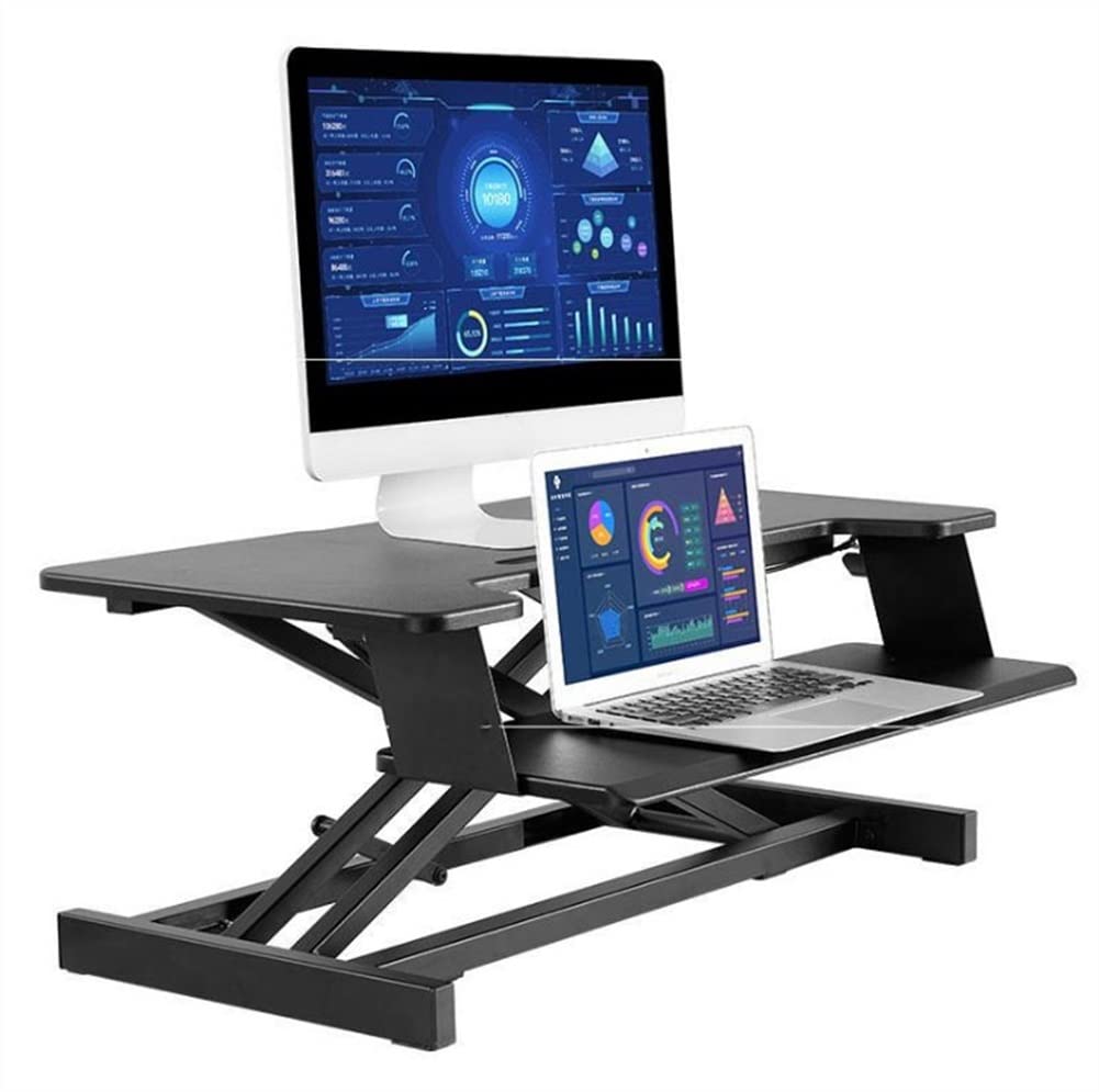 HYUWANGYU Standing Desk Converter Stand up Desk Riser Sit Stand Desk Adjustable Height Lift Desks Computer Workstation for Home Office (Black)