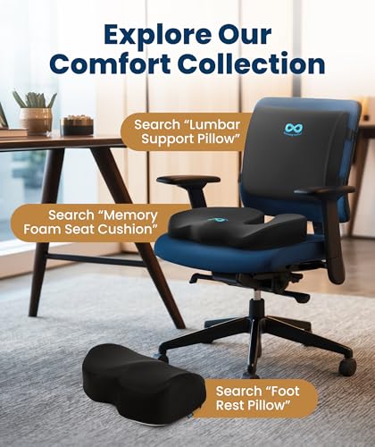 Everlasting Comfort Doctor Recommended Memory Foam Seat Cushion for Office Chairs & Car - Ergonomic Office Desk Accessories - Cushions for Tailbone Pain Relief, Sciatica (Onyx, Large)
