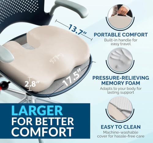 ComfiLife Doctor Recommended Seat Cushion - Premium Gel & Memory Foam Office Chair, Car Seat, Lifting Cushion - Chair Cushions for Back & Sciatica Relief - Seat Cushions for Office & Desk