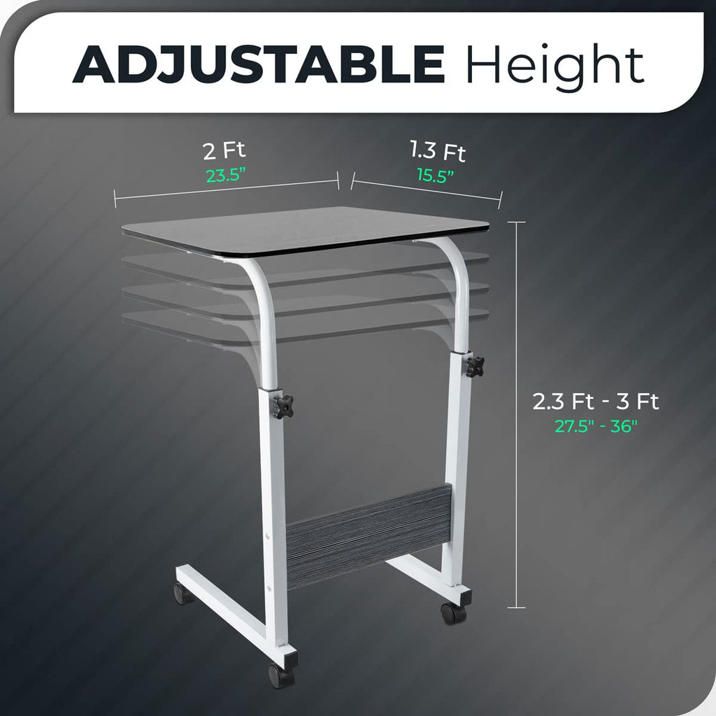 Perfect Life Ideas Standing Desk Adjustable Laptop Stand with Wheels Rolling Mobile Work from Home Desktop Table