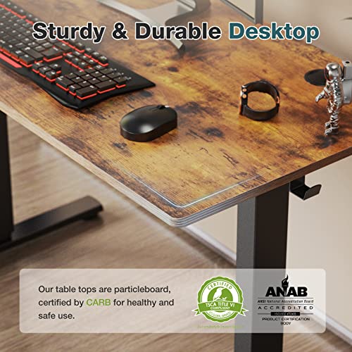 Sweetcrispy Electric Standing Desk, 48 x 24in Adjustable Height Electric Stand up Desk Standing Computer Desk Home Office Desk Ergonomic Workstation with 3 Memory Controller, Rustic Brown