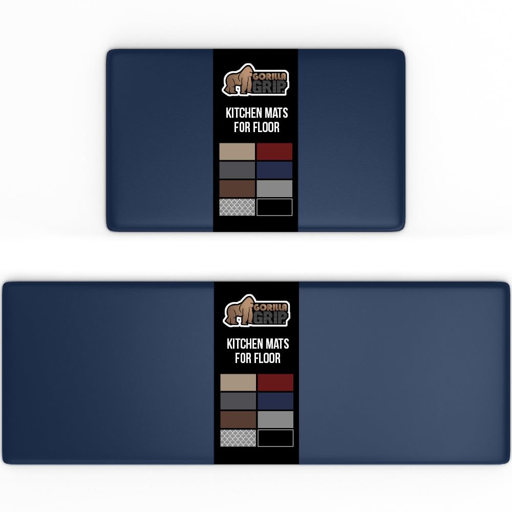 GORILLA GRIP Comfortable Cushioned Kitchen Mats for Floor, Waterproof and Stain Resistant Soft Top, 3/4 Inch Thick Ergonomic Standing Desk Anti Fatigue Mat, Foam Supports Ankles and Feet