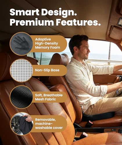 Everlasting Comfort Doctor Recommended Memory Foam Seat Cushion for Office Chairs & Car - Ergonomic Office Desk Accessories - Cushions for Tailbone Pain Relief, Sciatica (Onyx, Large)