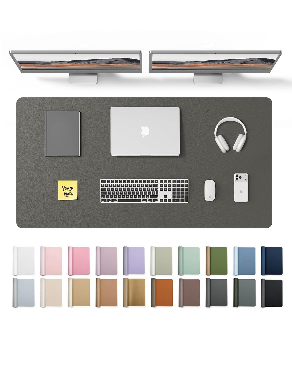 YSAGi Leather Desk Mat, Large Mouse Mat, Non-Slip Desk Pad Desk Protector Mat, Waterproof PU Leather Laptop Mat Table Mat Desk Writing Pad for Office and Home