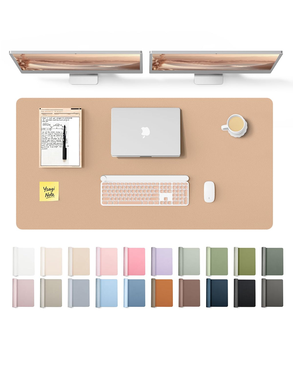 YSAGi Leather Desk Mat, Large Mouse Mat, Non-Slip Desk Pad Desk Protector Mat, Waterproof PU Leather Laptop Mat Table Mat Desk Writing Pad for Office and Home