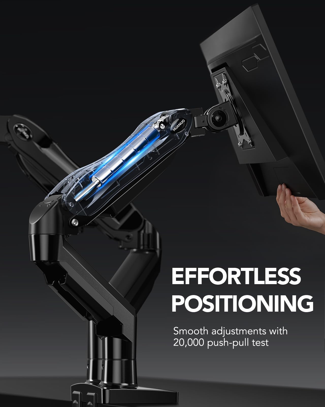 HUANUO Dual Monitor Stand - Full Adjustable Monitor Desk Mount Swivel Vesa Bracket with C Clamp, Grommet Mounting Base for 13 to 32 Inch Computer Screens - Each Arm Holds 4.4 to 19.8lbs