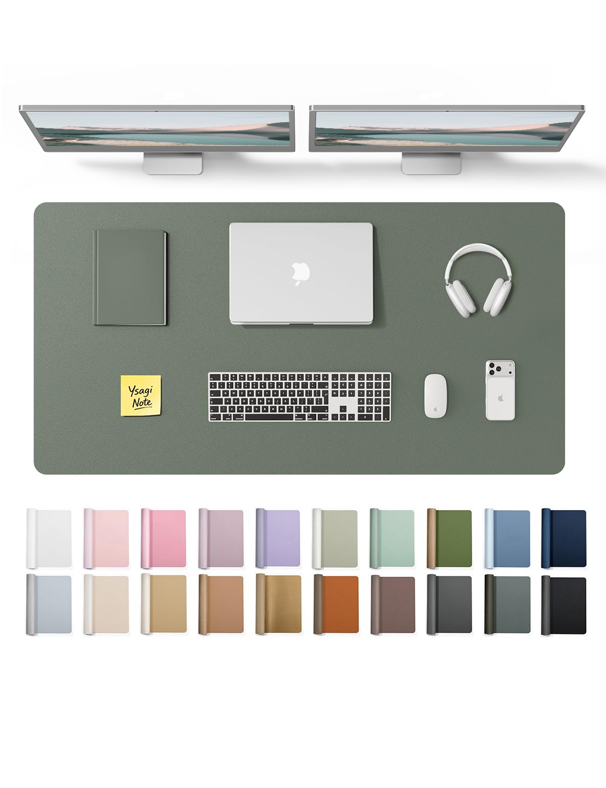 YSAGi Leather Desk Mat, Large Mouse Mat, Non-Slip Desk Pad Desk Protector Mat, Waterproof PU Leather Laptop Mat Table Mat Desk Writing Pad for Office and Home