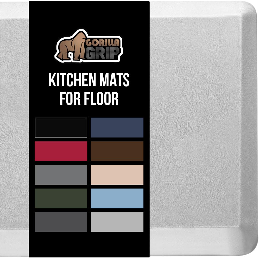 GORILLA GRIP Comfortable Cushioned Kitchen Mats for Floor, Waterproof and Stain Resistant Soft Top, 3/4 Inch Thick Ergonomic Standing Desk Anti Fatigue Mat, Foam Supports Ankles and Feet