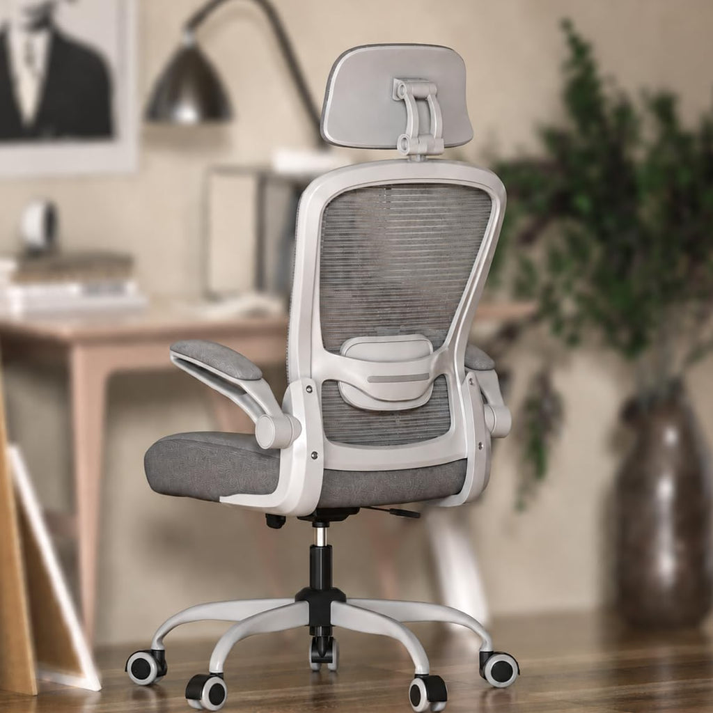 Mimoglad Office Chair, High Back Ergonomic Desk Chair with Adjustable Lumbar Support and Headrest, with flip-up Armrests for Guitar Playing, 5 Years Warranty