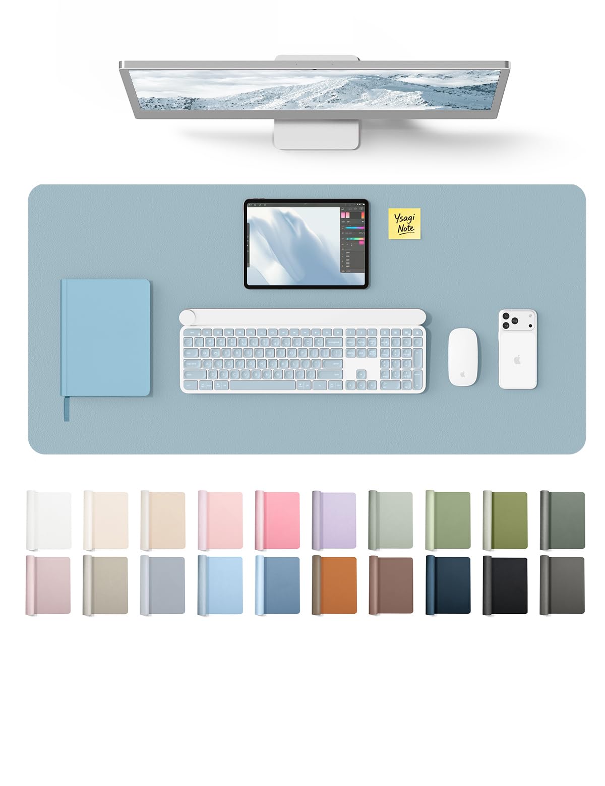 YSAGi Leather Desk Mat, Large Mouse Mat, Non-Slip Desk Pad Desk Protector Mat, Waterproof PU Leather Laptop Mat Table Mat Desk Writing Pad for Office and Home