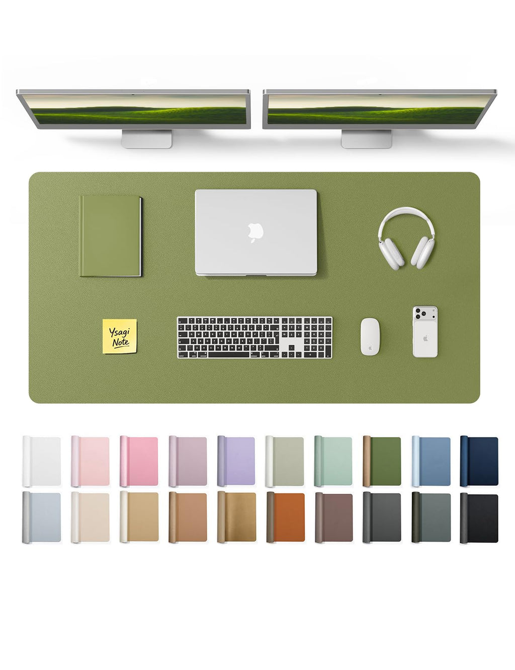 YSAGi Leather Desk Mat, Large Mouse Mat, Non-Slip Desk Pad Desk Protector Mat, Waterproof PU Leather Laptop Mat Table Mat Desk Writing Pad for Office and Home