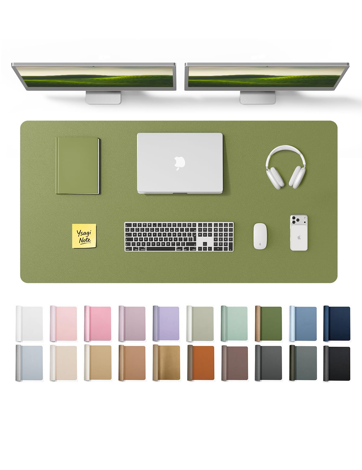 YSAGi Leather Desk Mat, Large Mouse Mat, Non-Slip Desk Pad Desk Protector Mat, Waterproof PU Leather Laptop Mat Table Mat Desk Writing Pad for Office and Home