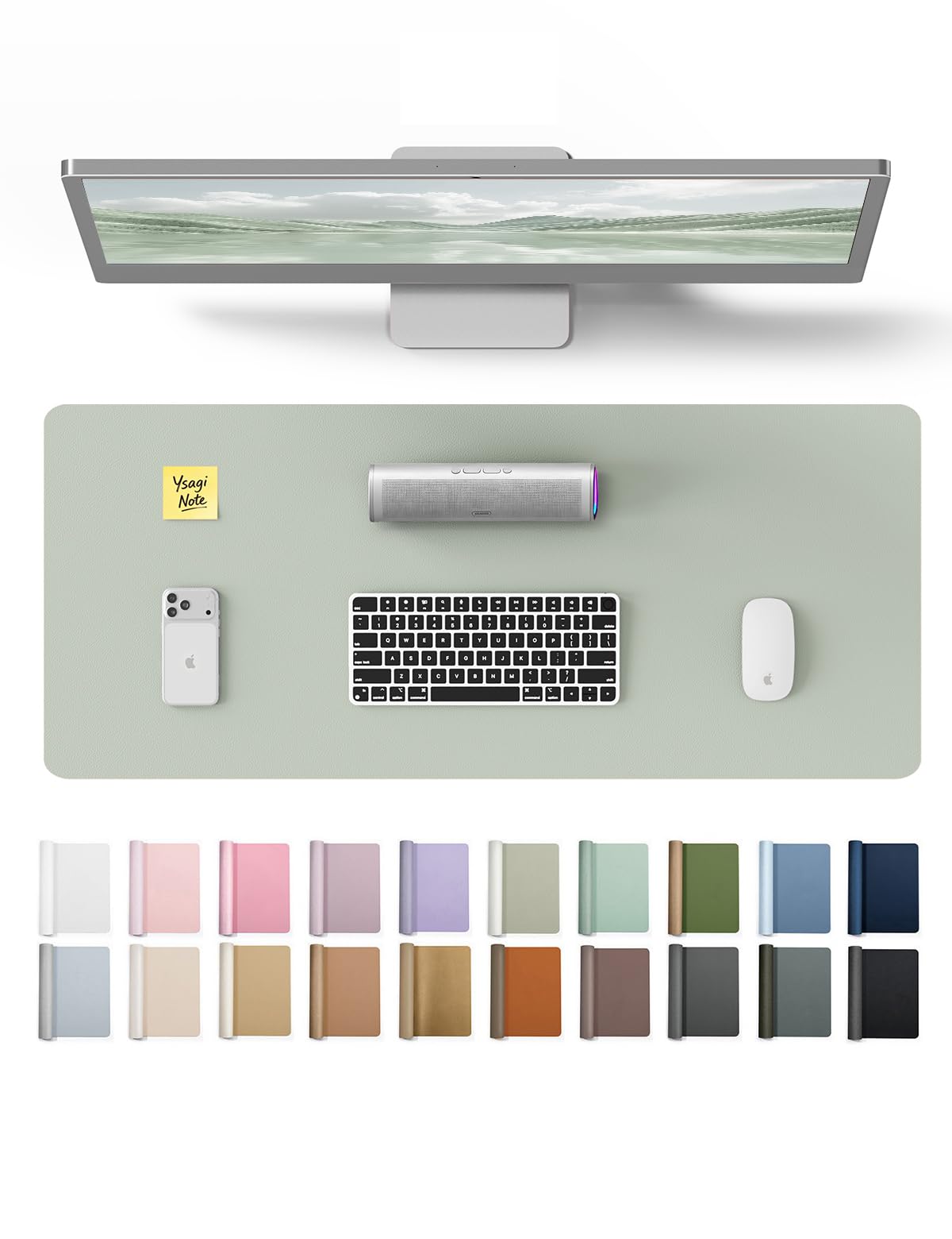 YSAGi Leather Desk Mat, Large Mouse Mat, Non-Slip Desk Pad Desk Protector Mat, Waterproof PU Leather Laptop Mat Table Mat Desk Writing Pad for Office and Home