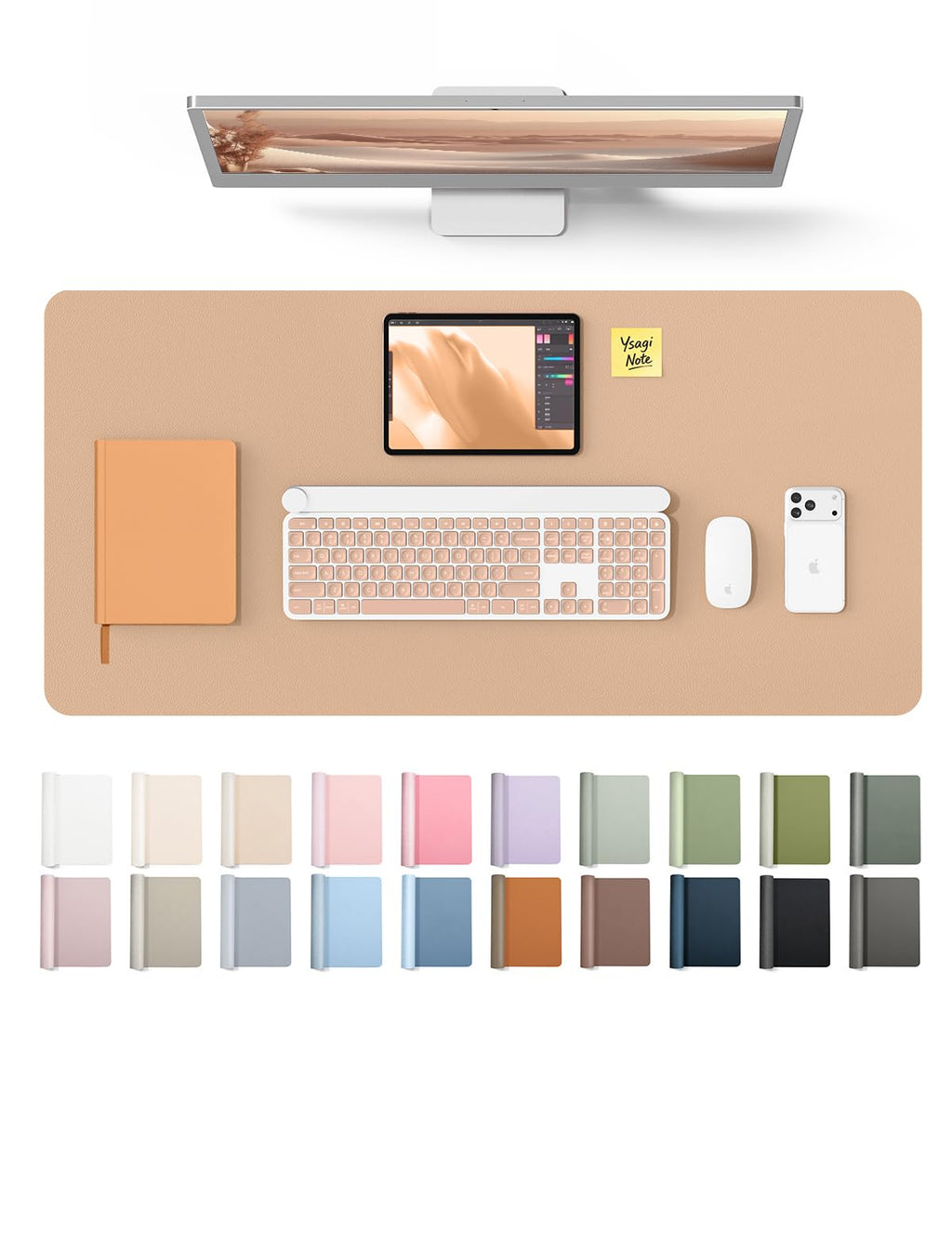 YSAGi Leather Desk Mat, Large Mouse Mat, Non-Slip Desk Pad Desk Protector Mat, Waterproof PU Leather Laptop Mat Table Mat Desk Writing Pad for Office and Home