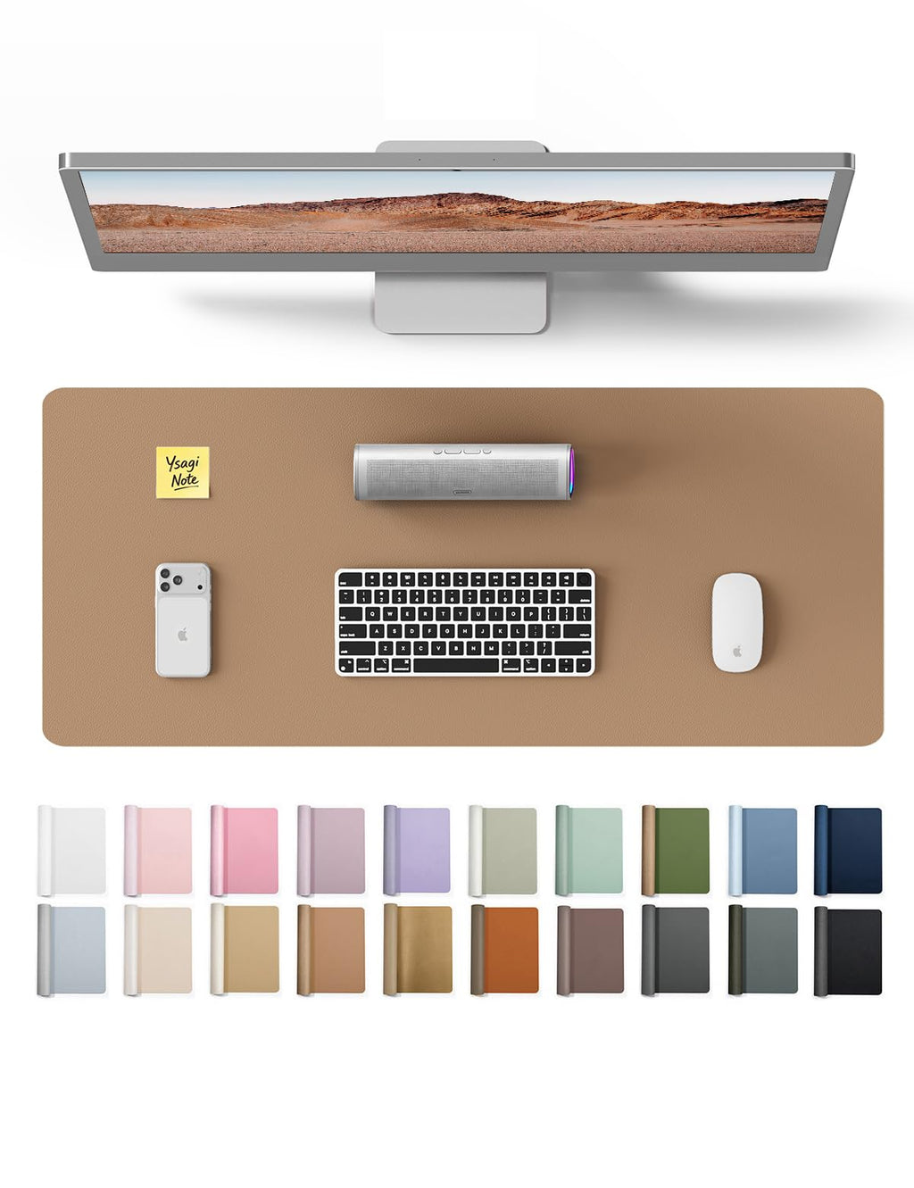 YSAGi Leather Desk Mat, Large Mouse Mat, Non-Slip Desk Pad Desk Protector Mat, Waterproof PU Leather Laptop Mat Table Mat Desk Writing Pad for Office and Home