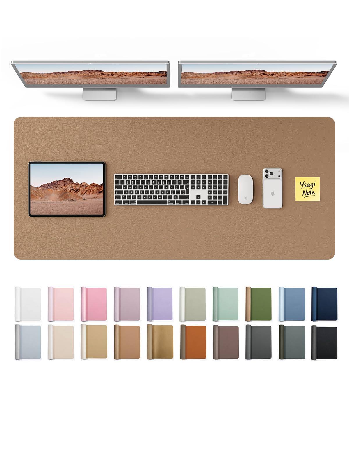 YSAGi Leather Desk Mat, Large Mouse Mat, Non-Slip Desk Pad Desk Protector Mat, Waterproof PU Leather Laptop Mat Table Mat Desk Writing Pad for Office and Home