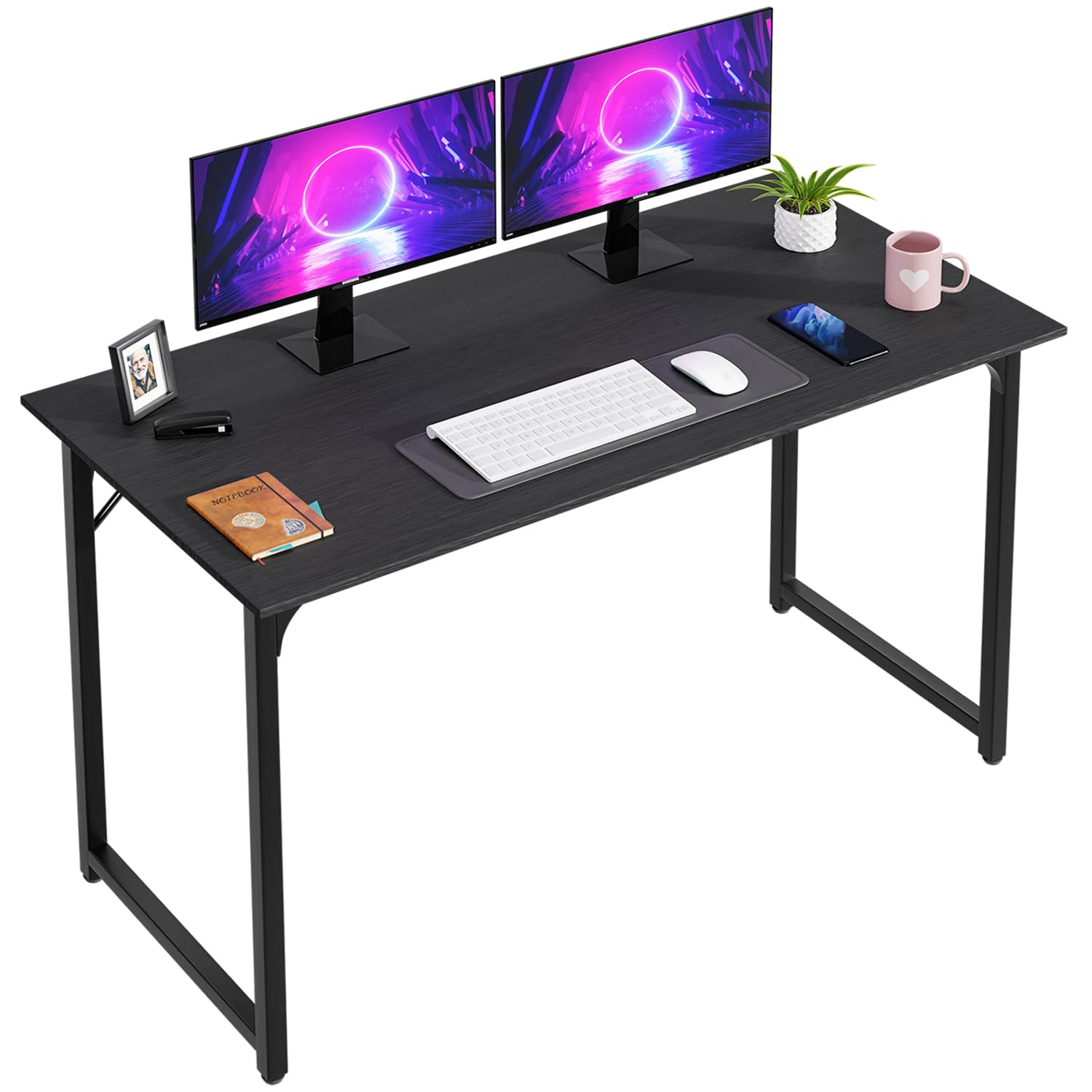 PayLessHere | Computer Desk | Office Desk with Metal Frame, Adjustable Feet | Water-Resistant, Scratchproof Surface | Sturdy Writing Table for Home Office or Study