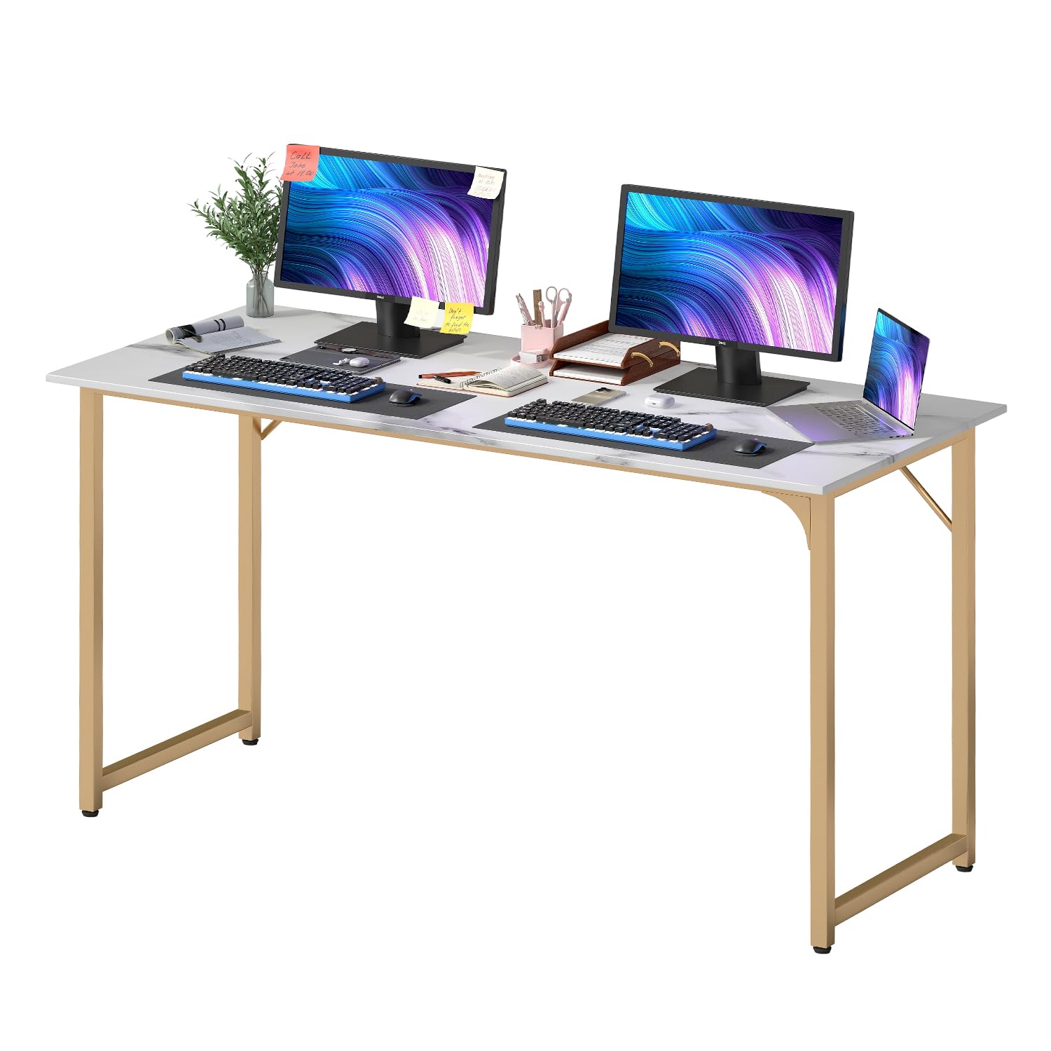 PayLessHere | Computer Desk | Office Desk with Metal Frame, Adjustable Feet | Water-Resistant, Scratchproof Surface | Sturdy Writing Table for Home Office or Study