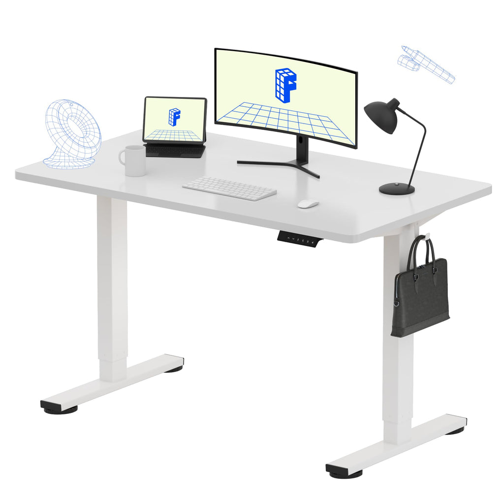 FLEXISPOT EN1 One-Piece Standing Desk, Electric Adjustable with 4 Memory Presets, 176 LBS Capacity, Stable & Quiet, Seamless Desktop for Home Office & Dual Monitors