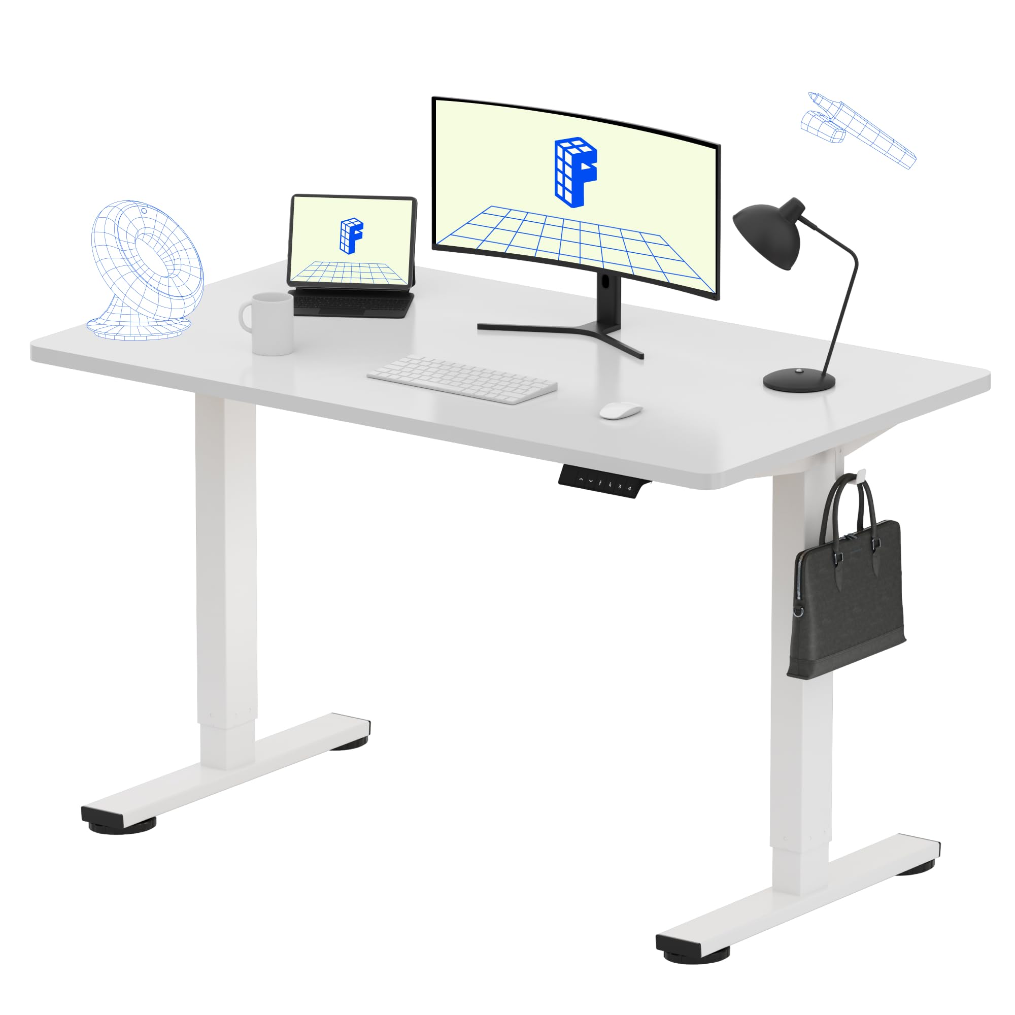 FLEXISPOT EN1 One-Piece Standing Desk, Electric Adjustable with 4 Memory Presets, 176 LBS Capacity, Stable & Quiet, Seamless Desktop for Home Office & Dual Monitors
