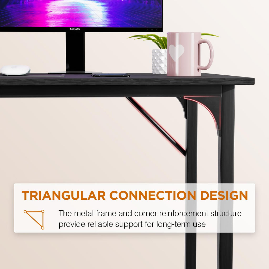 PayLessHere | Computer Desk | Office Desk with Metal Frame, Adjustable Feet | Water-Resistant, Scratchproof Surface | Sturdy Writing Table for Home Office or Study