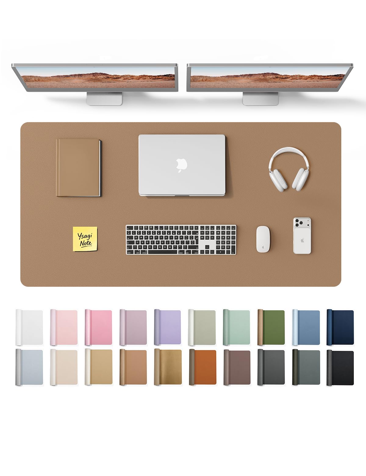 YSAGi Leather Desk Mat, Large Mouse Mat, Non-Slip Desk Pad Desk Protector Mat, Waterproof PU Leather Laptop Mat Table Mat Desk Writing Pad for Office and Home