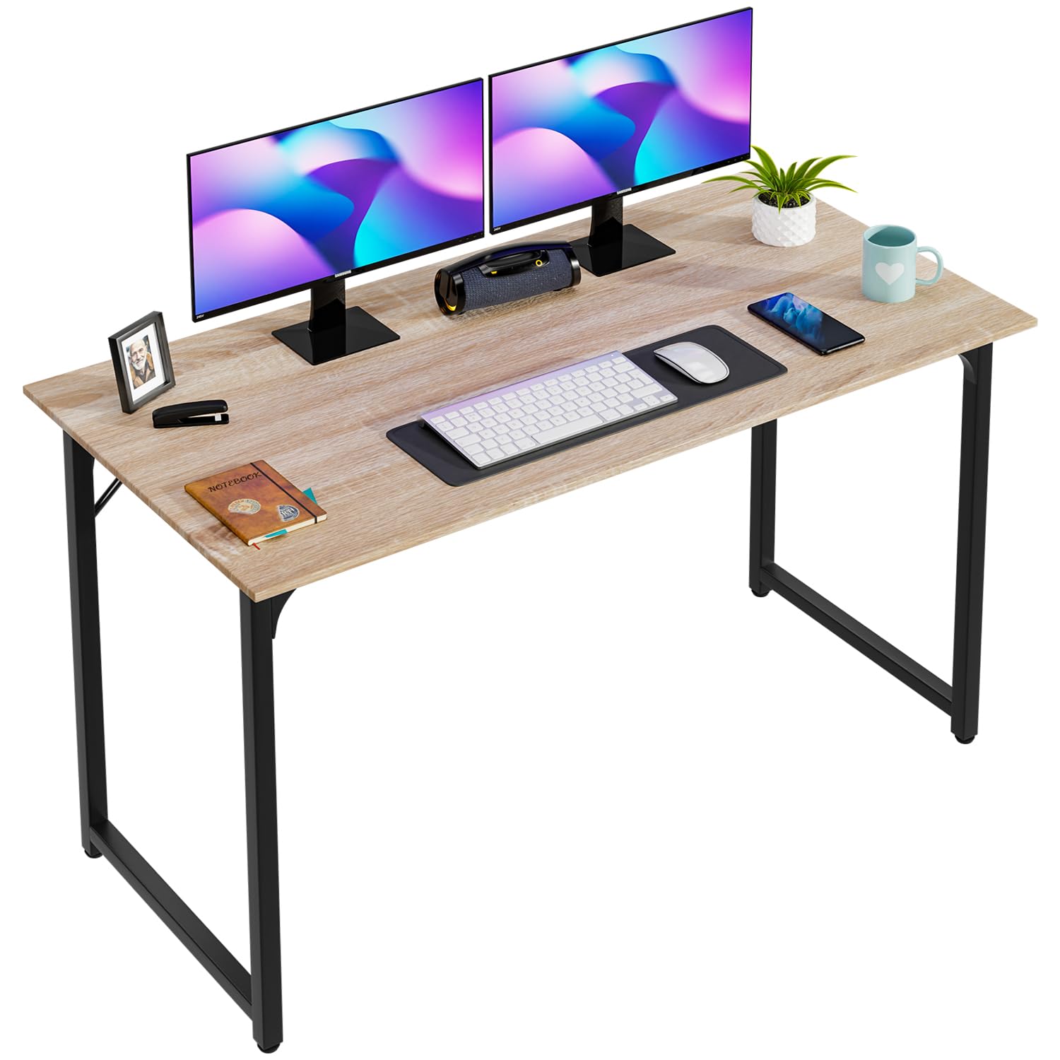 PayLessHere | Computer Desk | Office Desk with Metal Frame, Adjustable Feet | Water-Resistant, Scratchproof Surface | Sturdy Writing Table for Home Office or Study