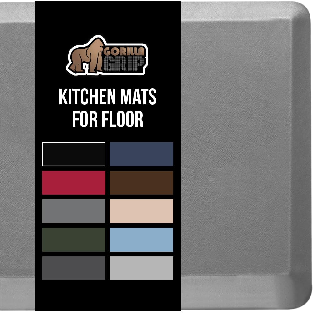 GORILLA GRIP Comfortable Cushioned Kitchen Mats for Floor, Waterproof and Stain Resistant Soft Top, 3/4 Inch Thick Ergonomic Standing Desk Anti Fatigue Mat, Foam Supports Ankles and Feet