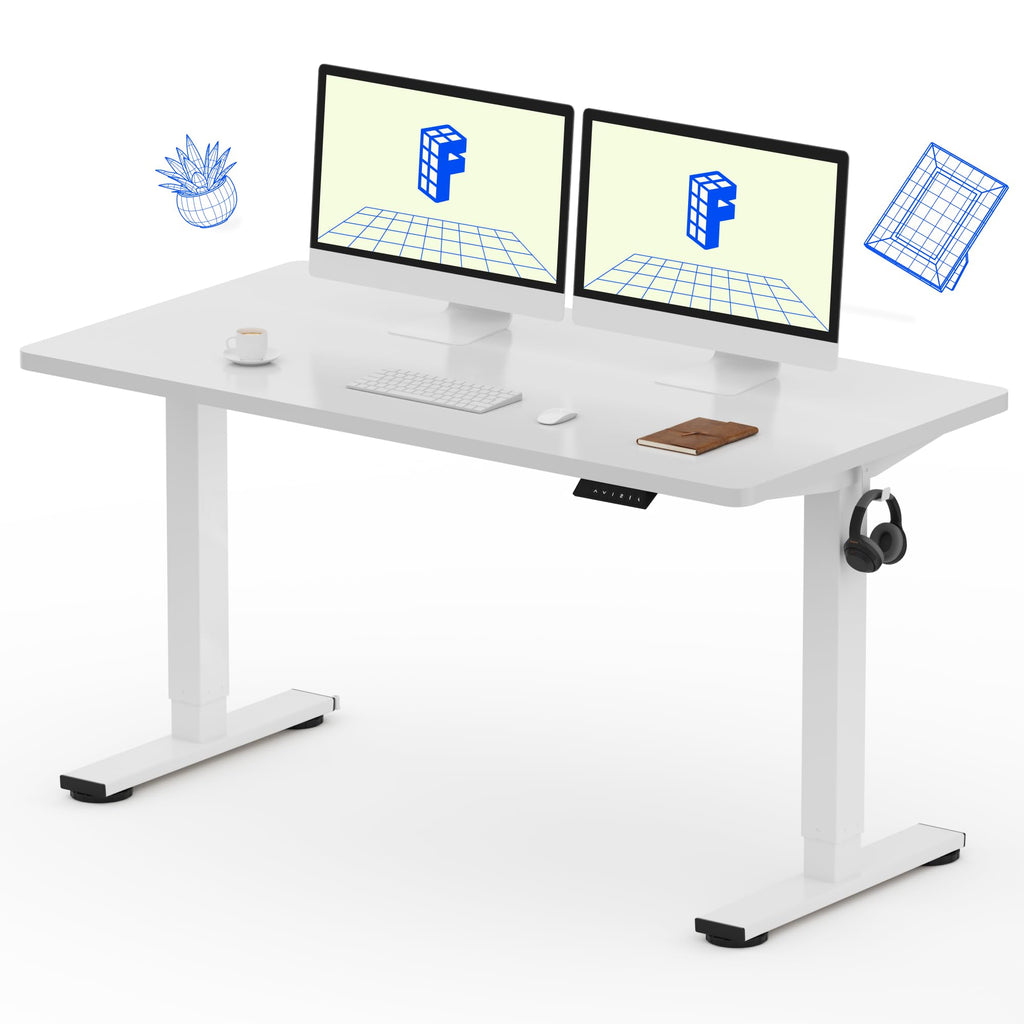 FLEXISPOT EN1 One-Piece Standing Desk, Electric Adjustable with 4 Memory Presets, 176 LBS Capacity, Stable & Quiet, Seamless Desktop for Home Office & Dual Monitors