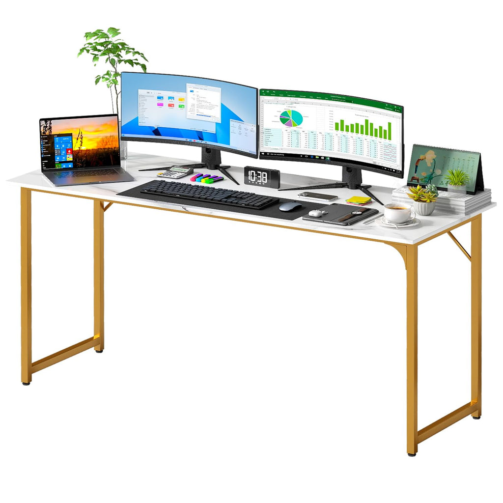 PayLessHere | Computer Desk | Office Desk with Metal Frame, Adjustable Feet | Water-Resistant, Scratchproof Surface | Sturdy Writing Table for Home Office or Study