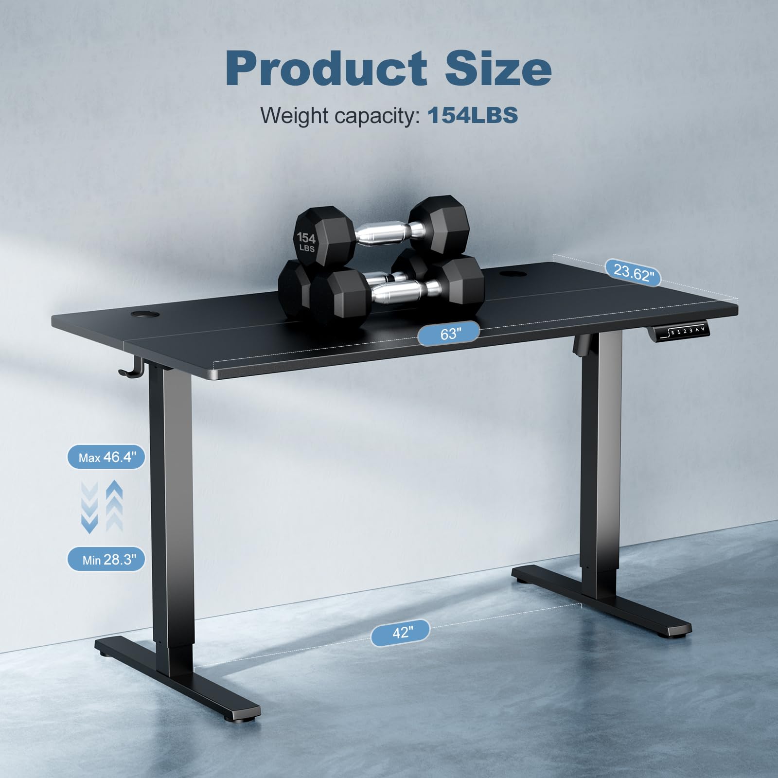 DUMOS Standing Desk, Electric Standing Desk Adjustable Height Ergonomic Adjustable Desk with Memory Preset, Computer Desk Stand Up Desk with T-Shaped Bracket Suitable for Home Office