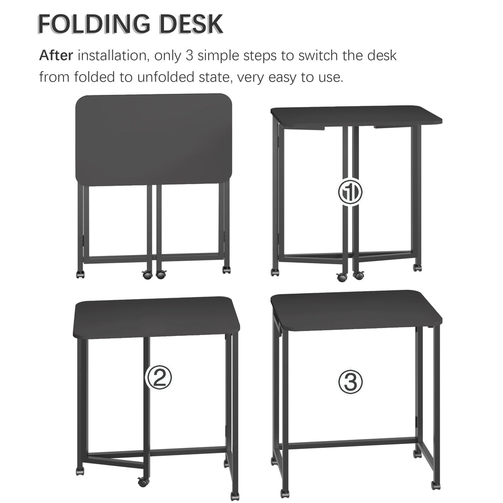 4NM Mobile Small Rolling Computer Desk, Folding Laptop Cart Table with Wheels, Portable Office Desk for Small Space Couch Bed