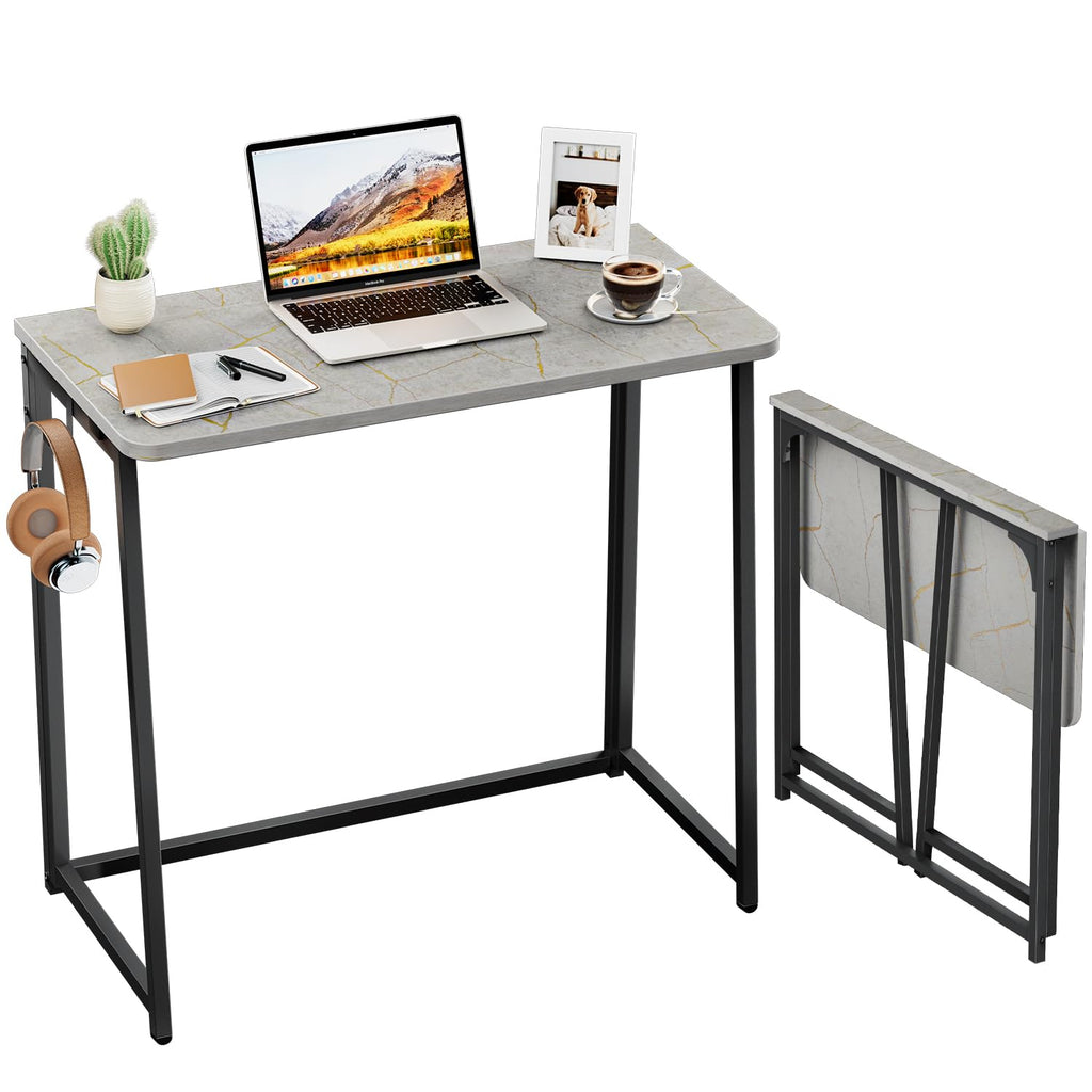 WOHOMO Folding Computer Desk, Small Writing Foldable Desk, Space-Saving Laptop Table, Easy Assemble Workstation for Home Office