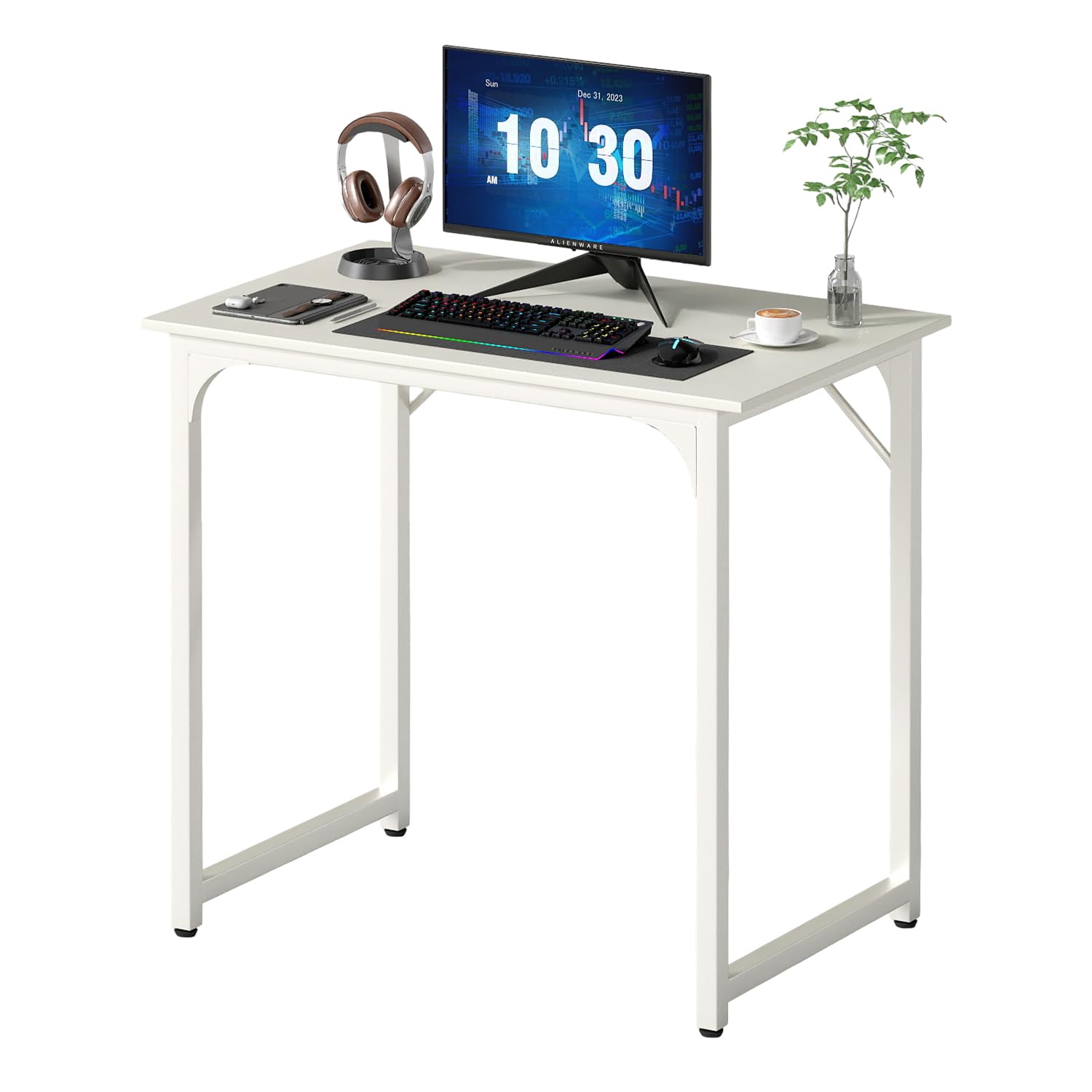 PayLessHere | Computer Desk | Office Desk with Metal Frame, Adjustable Feet | Water-Resistant, Scratchproof Surface | Sturdy Writing Table for Home Office or Study