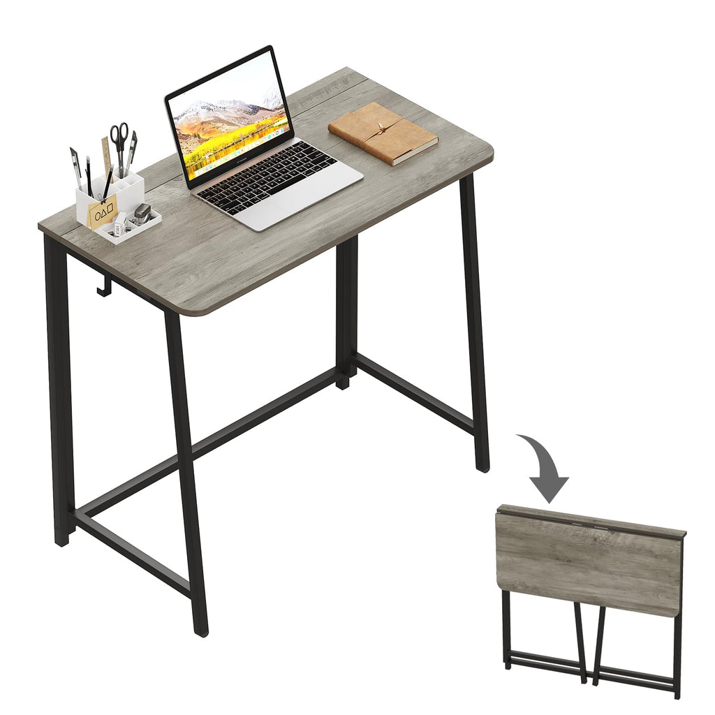 WOHOMO Folding Computer Desk, Small Writing Foldable Desk, Space-Saving Laptop Table, Easy Assemble Workstation for Home Office